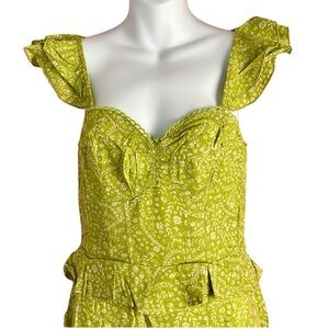 Lime Green Floral Long Dress Women’s sz S, New with tags